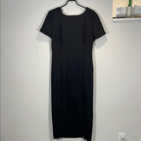 Maggy London Black Sheath Midi Dress Scoop Neck with Back Details - Picture 1 of 9